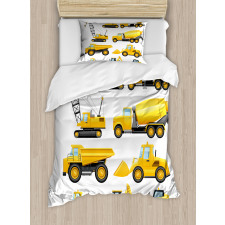 Construction Vehicles Duvet Cover Set