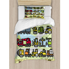 Excavator Loader Machines Duvet Cover Set