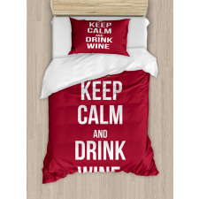 Drink Wine Slogan Duvet Cover Set