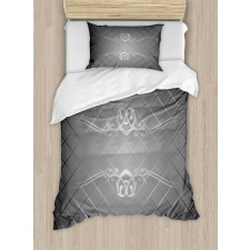 Checkered Pattern Scroll Duvet Cover Set