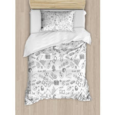 Monochrome Dollar Doodle Duvet Cover Set