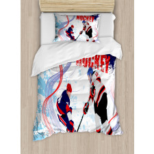 Players on Skating Rink Duvet Cover Set