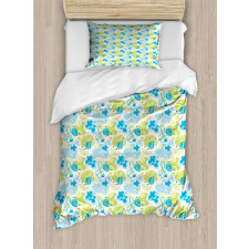 Pastel Whimsical Doodle Duvet Cover Set