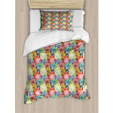 Romantic Bouquet Doodle Duvet Cover Set