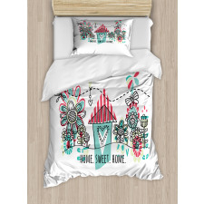 House Heart Shape Duvet Cover Set