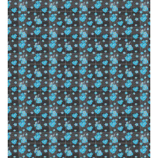 Blue Blossoms on Grid Duvet Cover Set