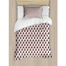 Black Silhouettes on Pink Duvet Cover Set