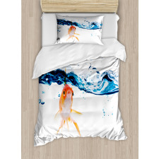 Goldfish Swimming in Water Duvet Cover Set