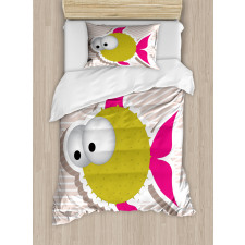 Comical Blowfish Huge Eyes Duvet Cover Set