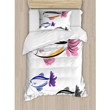 Bird Faced Animals Swim Duvet Cover Set