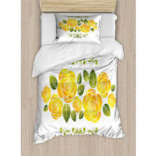 Roses with Swirl Frame Duvet Cover Set