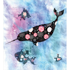 Floral Whale and Fish Duvet Cover Set