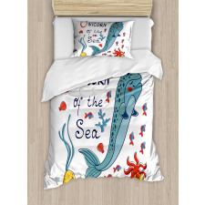 Colorful Swimming Whale Duvet Cover Set