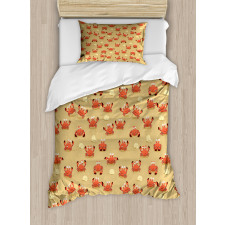 Playful Fauna on Beach Duvet Cover Set