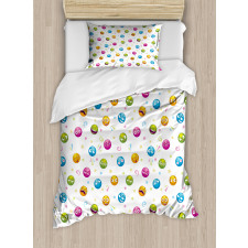 Colorful Round Fun Faces Duvet Cover Set