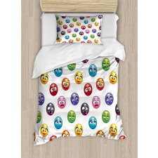 Different Cartoon Faces Duvet Cover Set