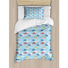 Sketch Planes Duvet Cover Set