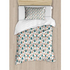 Snowy Winter Day in Forest Duvet Cover Set