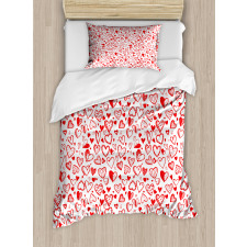 Red and White Sketch Duvet Cover Set