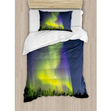 Aurora Borealis Forest Duvet Cover Set