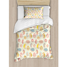 Dotted Floral Striped Duvet Cover Set