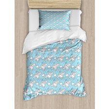 Cat Angels Hearts Kitty Duvet Cover Set