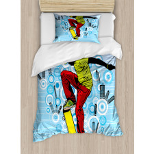 Teenager on Skateboard Duvet Cover Set