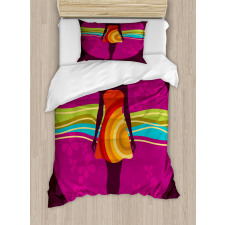 Woman in Abstract Dress Duvet Cover Set