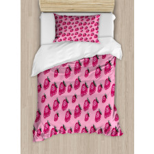 Pop Art Style Strawberry Duvet Cover Set