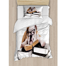 Glasses Dog Duvet Cover Set