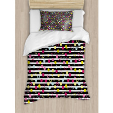 Retro Stripped Backdrop Duvet Cover Set