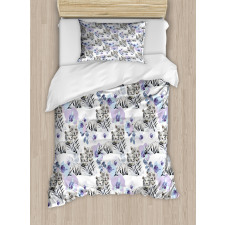 Leopards with Flowers Duvet Cover Set