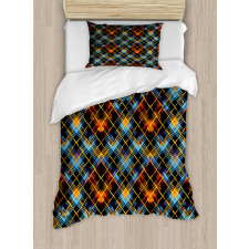 Modern Geometric Tartan Duvet Cover Set