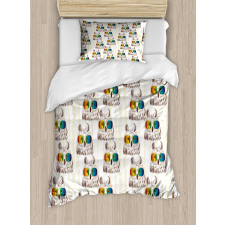 Funny Birds with Glasses Duvet Cover Set