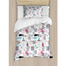 Memphis Cubes Arrows Duvet Cover Set