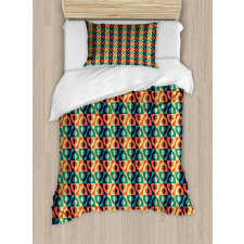 Grid Style Square Pattern Duvet Cover Set