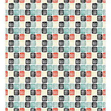 Grid Style Squares Zigzag Duvet Cover Set