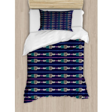 Grunge Doodle Stripes Duvet Cover Set