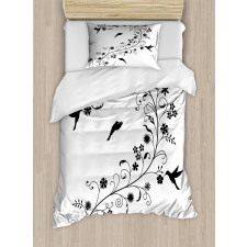 Curves Swirls Bird Duvet Cover Set