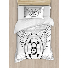 Grungy Stamp with Wings Duvet Cover Set