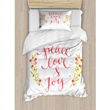 Peace Love Joy Berries Duvet Cover Set