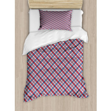 Checkered Diagonal Lines Duvet Cover Set