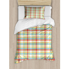 Colorful Shapes with Lines Duvet Cover Set