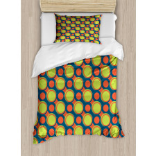 Orange and Green Circles Duvet Cover Set