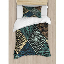 Retro Rhombus Pattern Duvet Cover Set