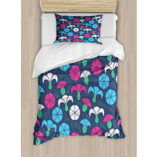 Colorful Bindweed Motif Duvet Cover Set