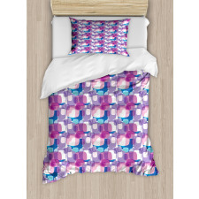 Pastel Colored Square Duvet Cover Set