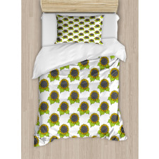 Spring Sunflower Sketch Duvet Cover Set