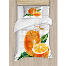 Watercolor Orange Art Duvet Cover Set