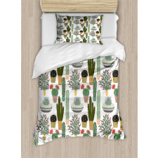 Succulents Flower Pots Duvet Cover Set